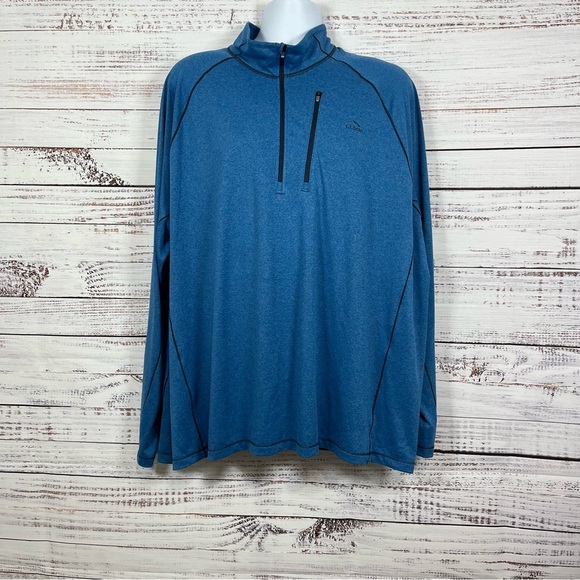 L.L.Bean Blue 1/4 Zip Quick Dry Ling Sleeve Tee NWOT - Picture 1 of 16